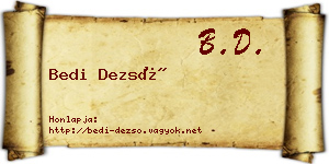 Bedi Dezső névjegykártya